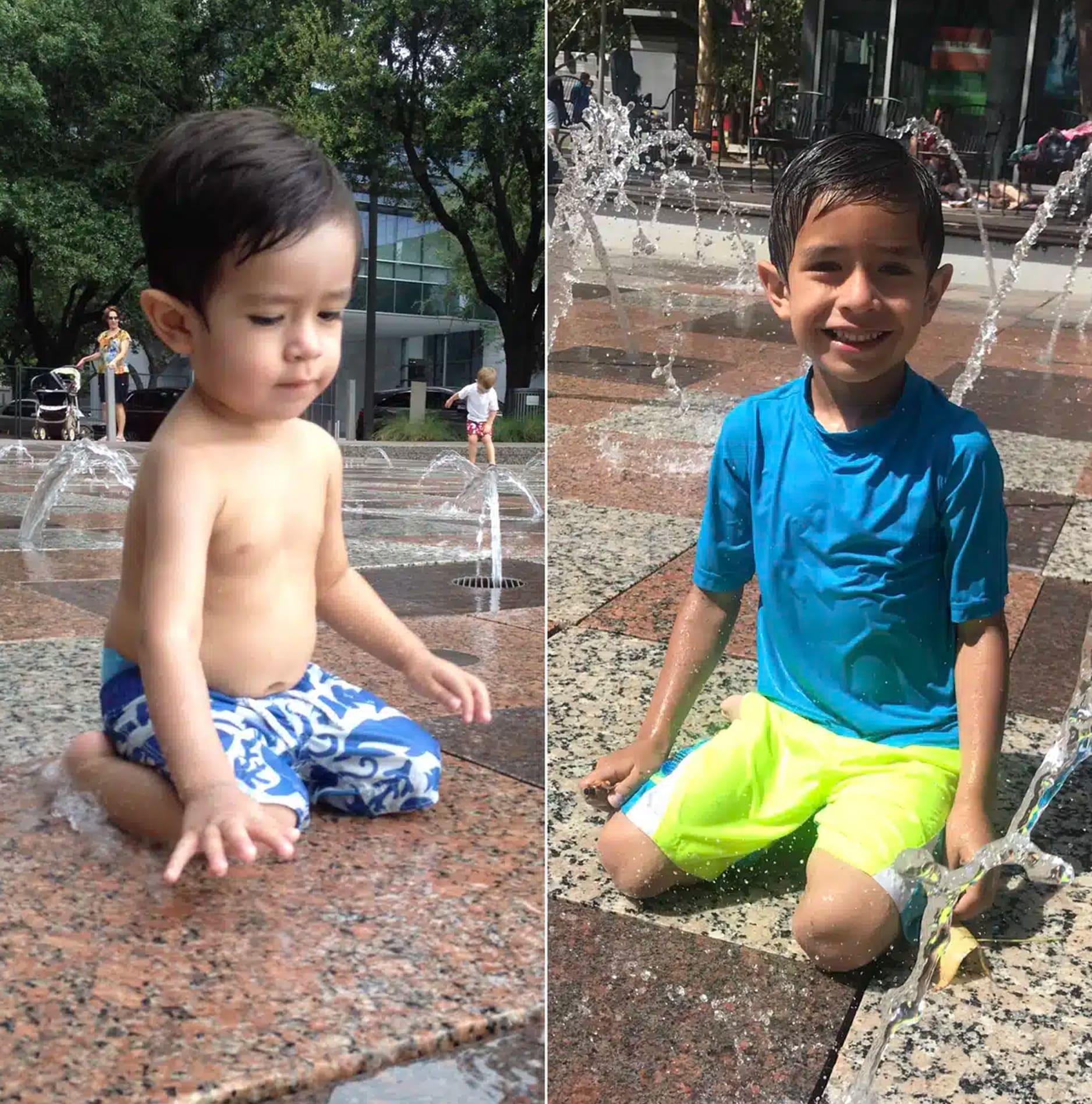 I have been going to Discovery Green for years and when I had my son in 2011, I couldn’t wait to bring him to the splash pad. I would like to share a memory of a same photo years apart. We still go to Discovery Green often and share the winter, spring, summer, and fall at Discovery Green. Whether it’s the splash pad, ice skating, my January marathons, to see art sculptures, watch the dog water jumps, or take a stroll through the different arts displayed. We love it! Thank you for being Discovery Green to Houston!!! — Margarita