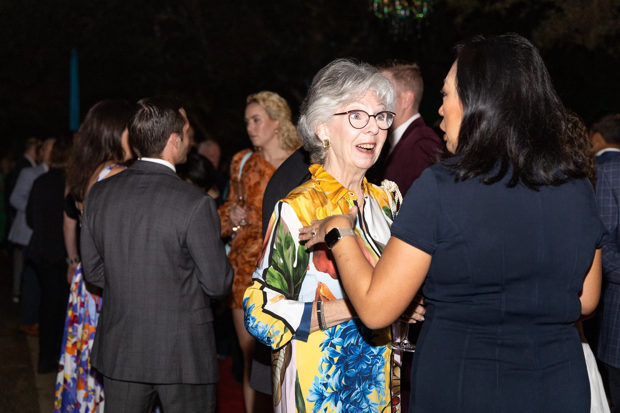 From L-R: Gayle Eury and Miya Shay  Gala on the Green® at Discovery Green in downtown Houston. February 23, 2023. Photo: Lawrence Elizabeth Knox