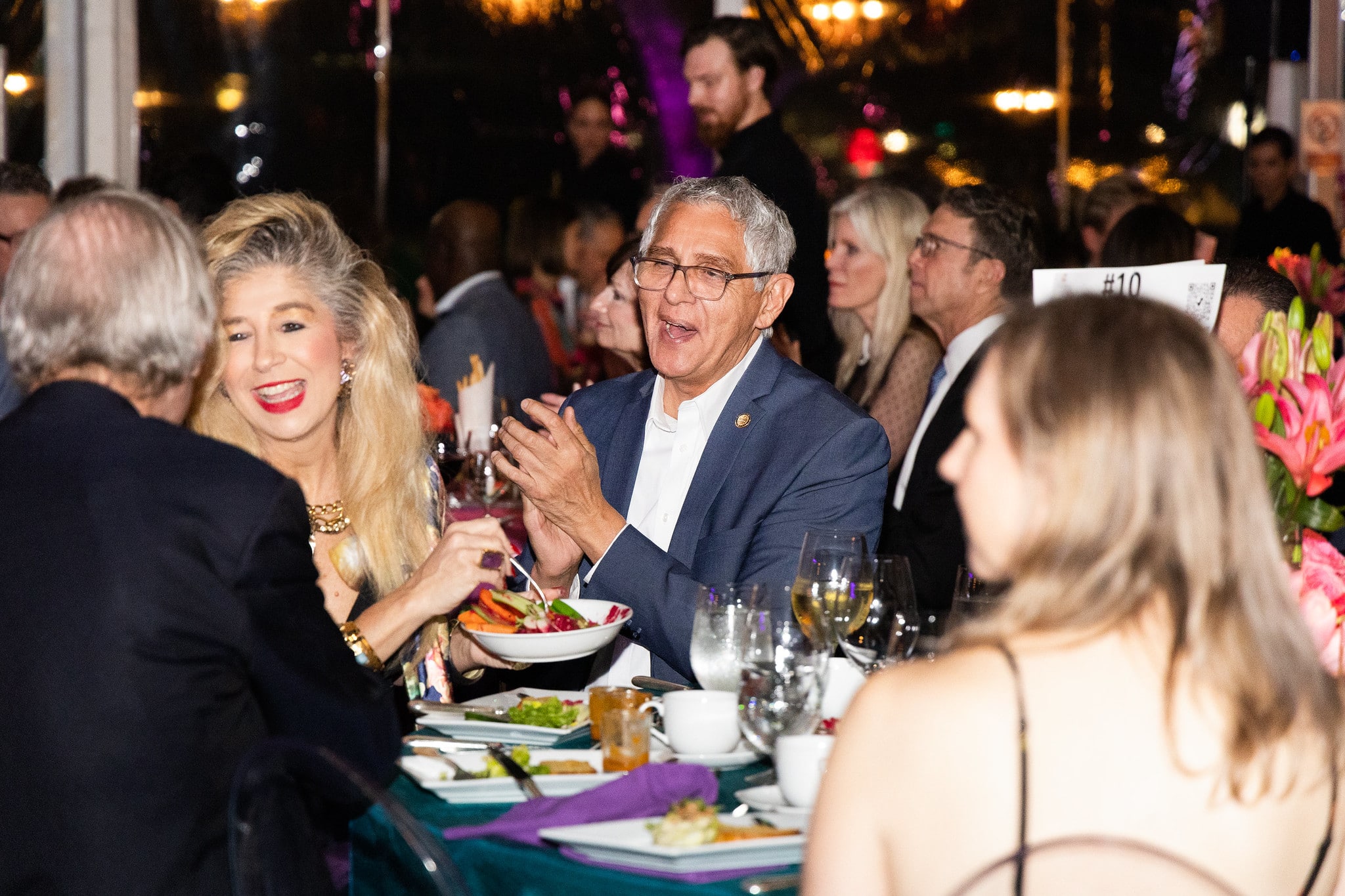From L-R: Sofia Adrogue, Robert Gallegos  Gala on the Green® at Discovery Green in downtown Houston. February 23, 2023. Photo: Lawrence Elizabeth Knox