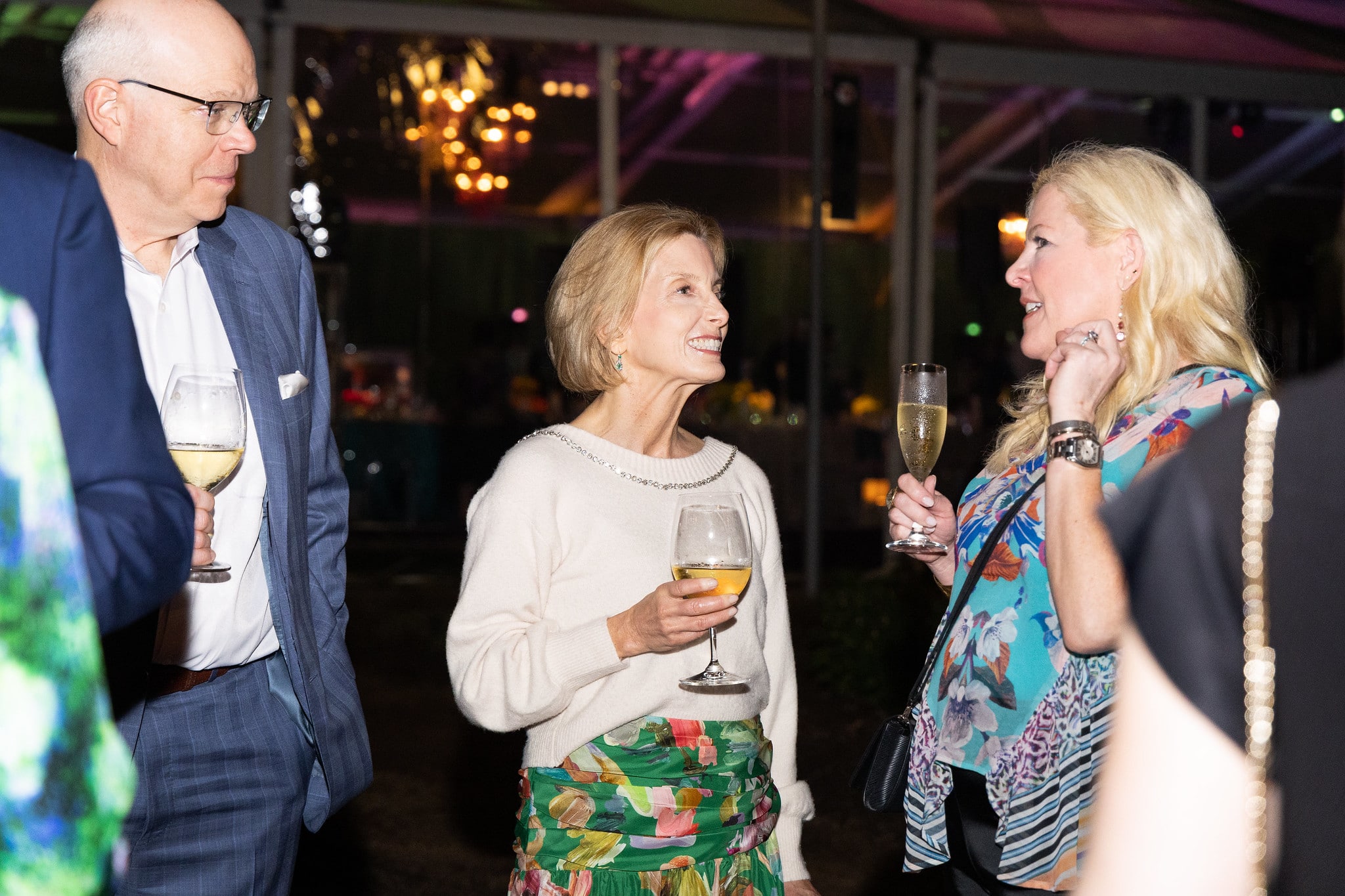 From L-R: Jeff Whittle, Polly Whittle, Kara Kinder Vidal Gala on the Green® at Discovery Green in downtown Houston. February 23, 2023. Photo: Lawrence Elizabeth Knox