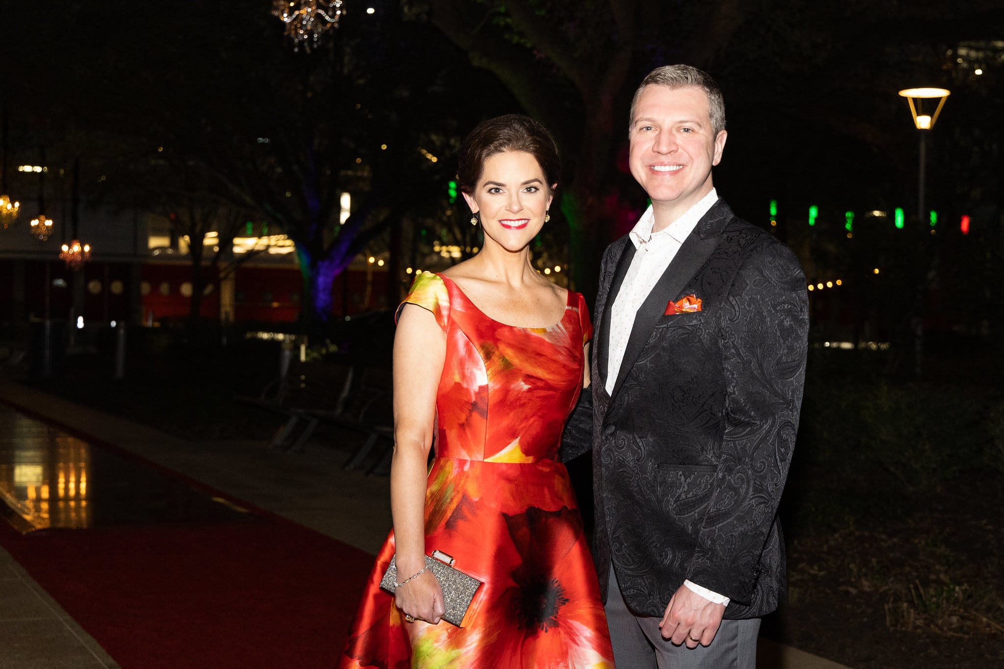 From L-R: Ann Ayre, Jonathan Ayre  Gala on the Green® at Discovery Green in downtown Houston. February 23, 2023. Photo: Lawrence Elizabeth Knox