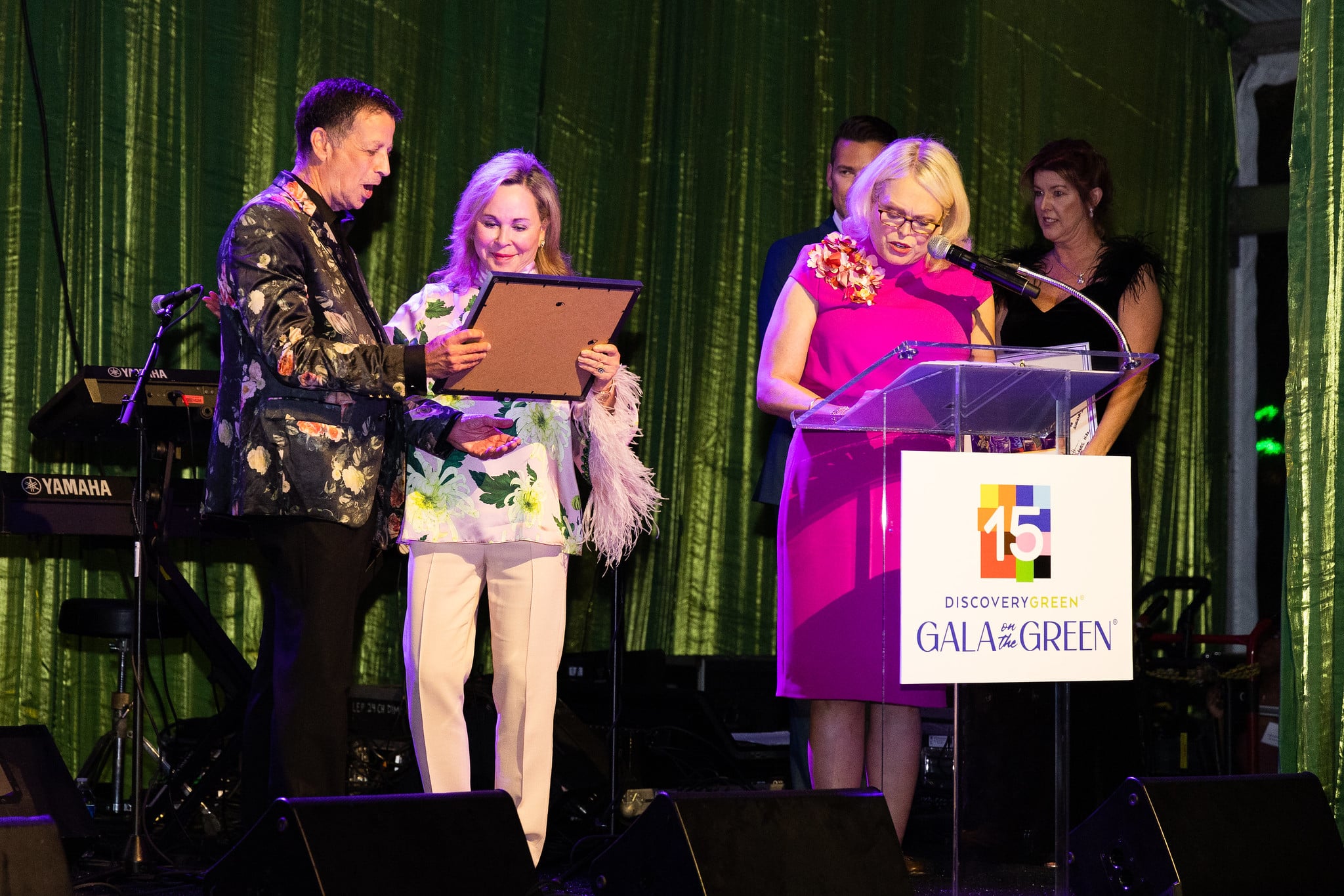 From L-R: Barry Mandel, Nancy Kinder, Julie Sudduth Gala on the Green® at Discovery Green in downtown Houston. February 23, 2023. Photo: Lawrence Elizabeth Knox