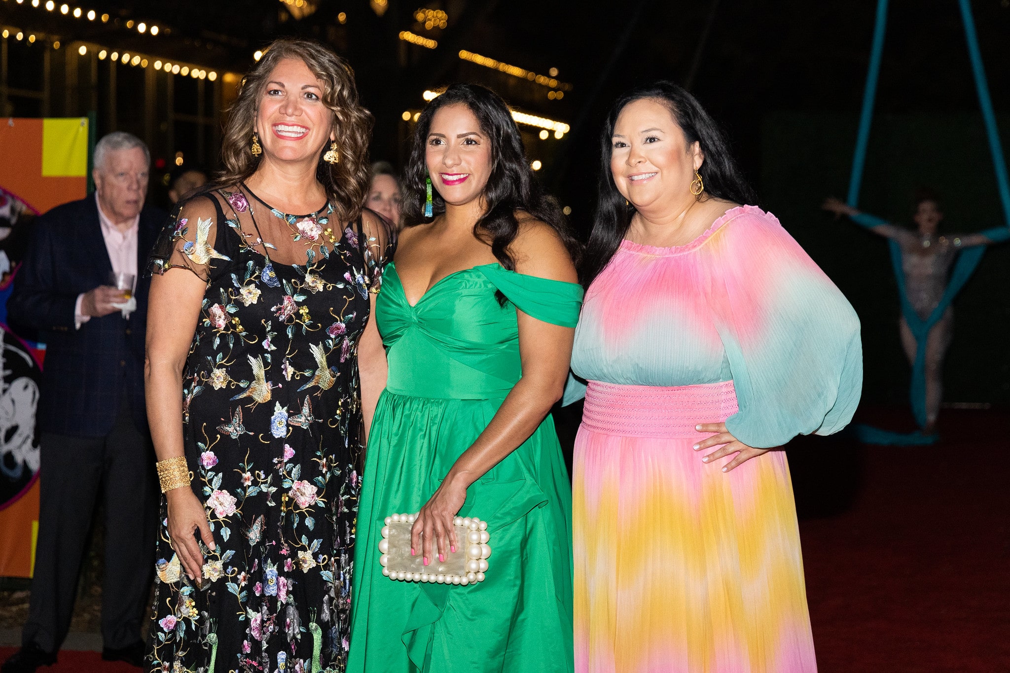 From L-R: Frances Castaneda Dyess, President, Houston East End Chamber of Commerce Staci LaToison, Founder & CEO, Dream Big Ventures and Discovery Green Gala-on-the-Green Co-Chair Vicki Luna, Public Affairs, HEB  Gala on the Green® at Discovery Green in downtown Houston. February 23, 2023. Photo: Lawrence Elizabeth Knox