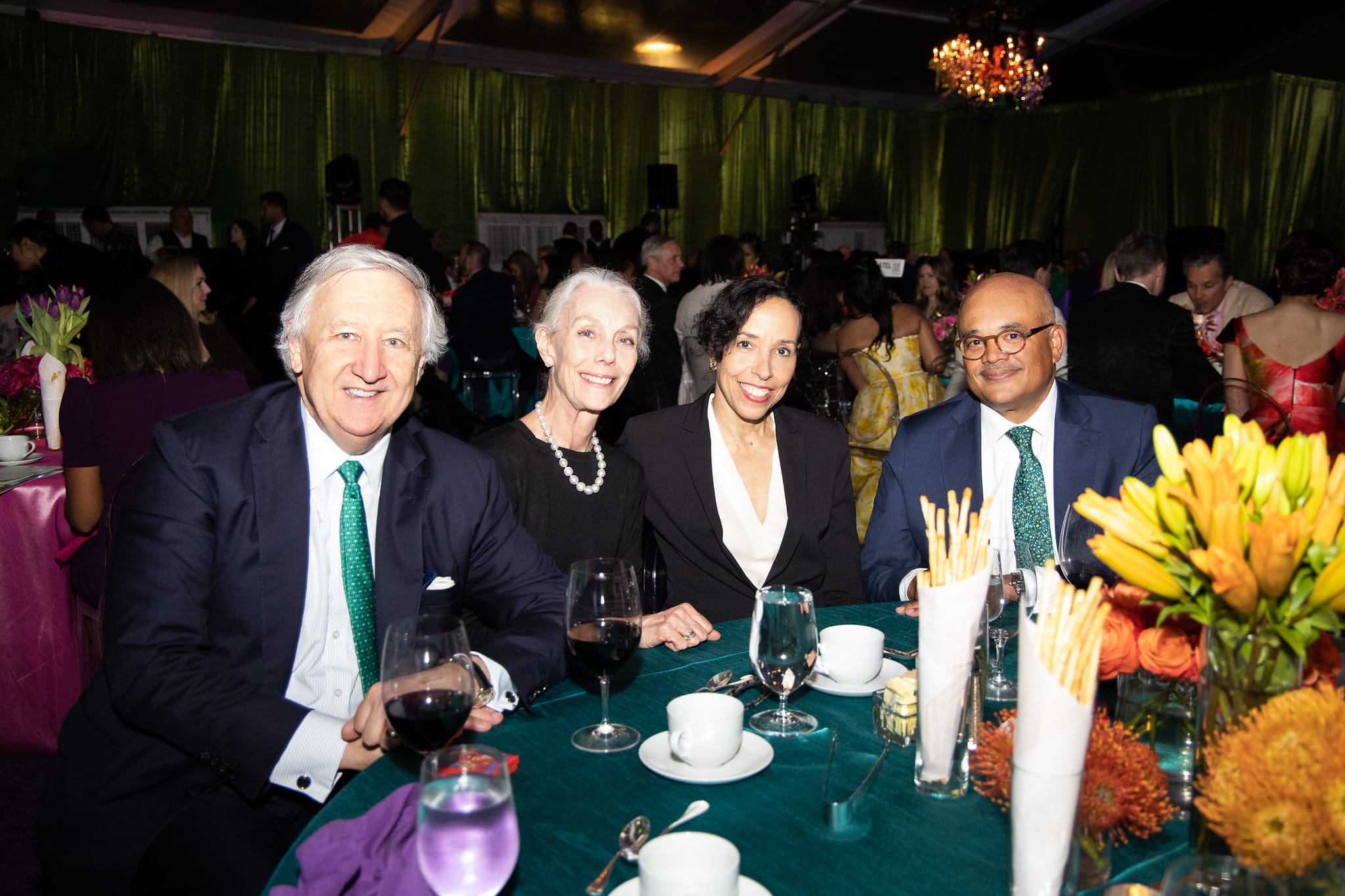 From L-R: Mark Evans, Linda Evans, Lisa Wallace, Barron Wallace Gala on the Green® at Discovery Green in downtown Houston. February 23, 2023. Photo: Lawrence Elizabeth Knox