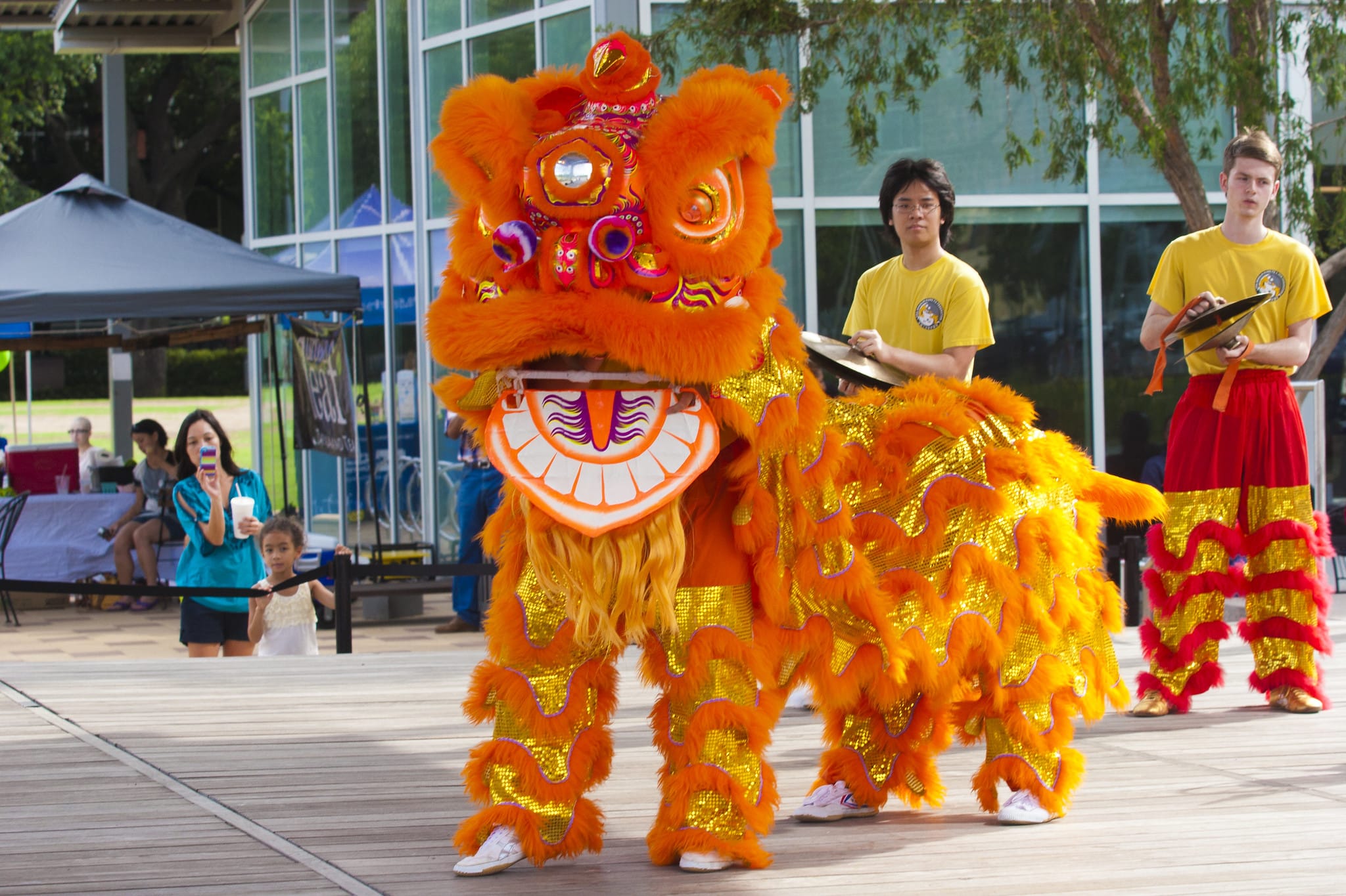 Lee's Golden Dragon performs at Discovery Green in downtown Houston
