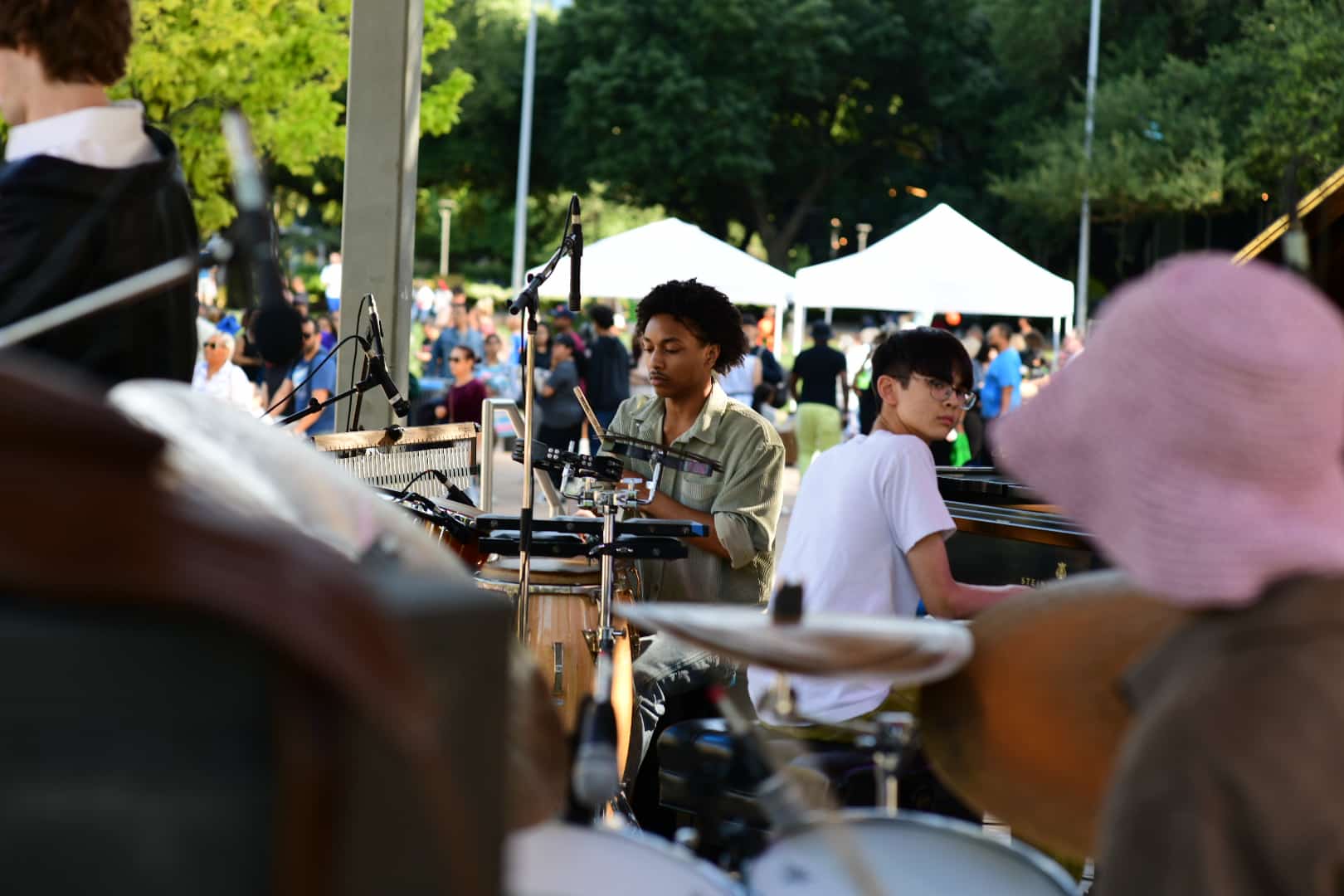 Members of The Stuart Adams Collective perform at Discovery Green during Jazzy Sundays in the Parks. Photo by Jamaal Ellis.