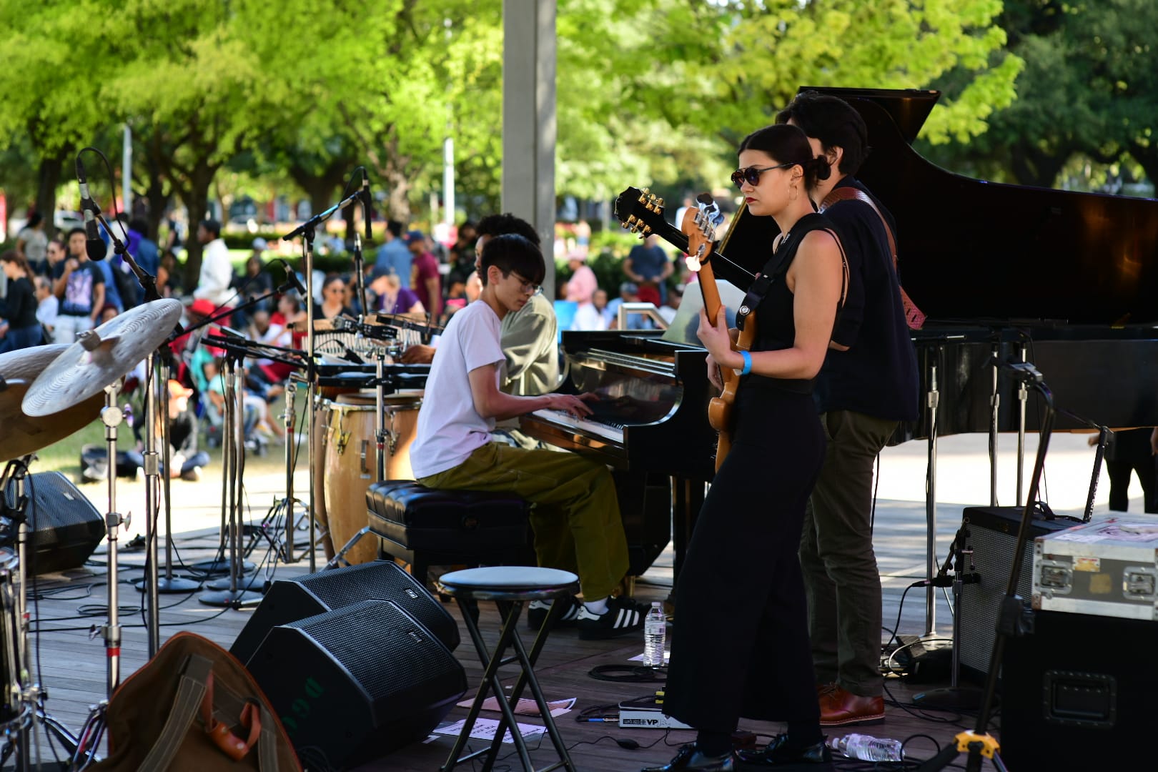 Members of The Stuart Adams Collective perform at Discovery Green during Jazzy Sundays in the Parks. Photo by Jamaal Ellis.