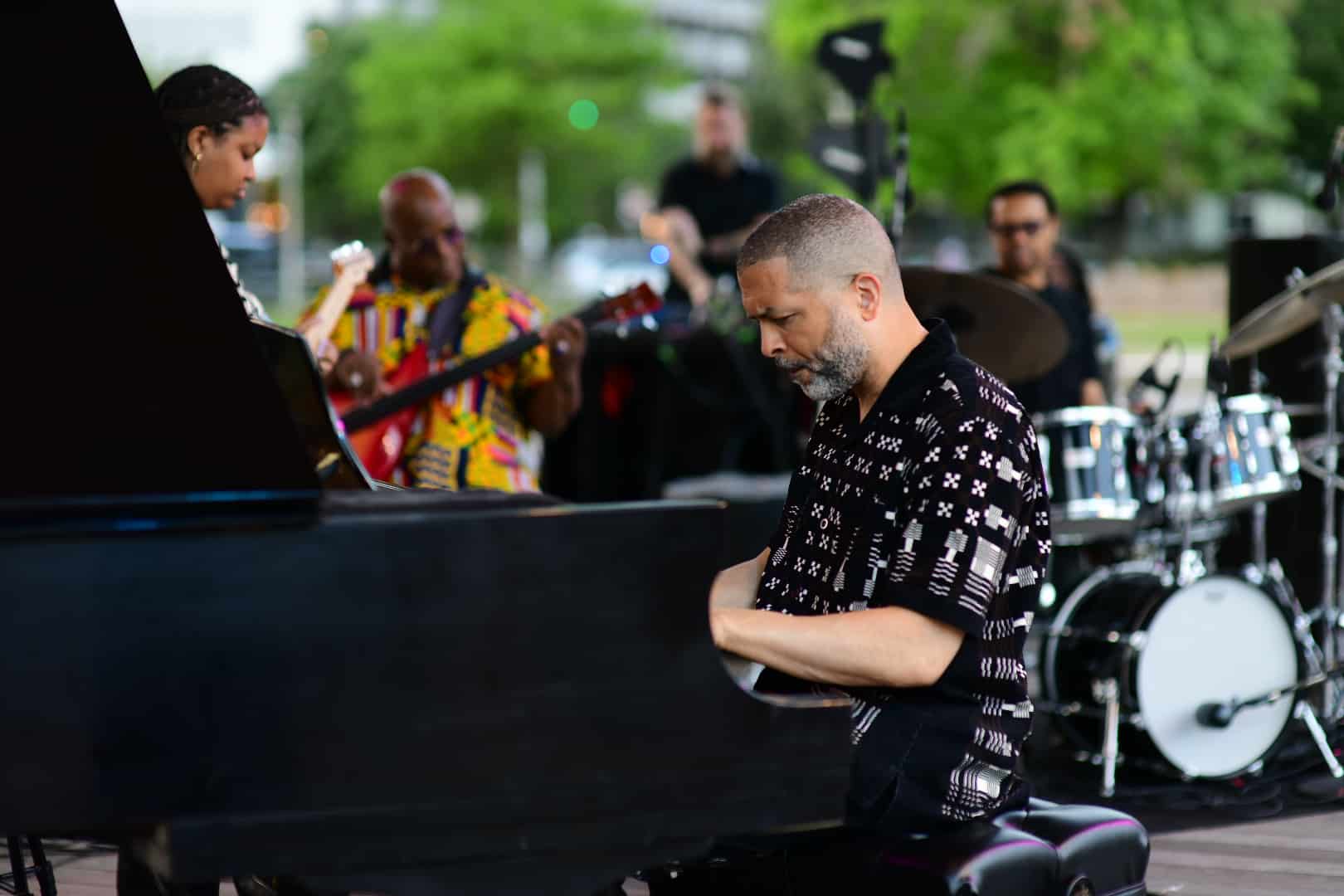 Jason Moran plays at Discovery Green as part of Jazzy Sundays in the Parks made possible by Kinder Foundation. Photo by Jamaal Ellis