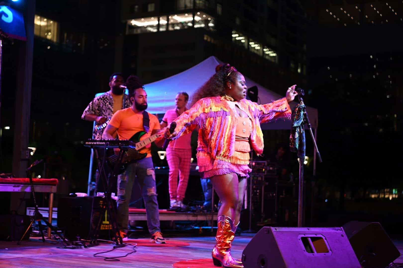 Tank and the Bangas performs at Discovery Green during the UHD Thursday Night Concerts. Photo by Jamaal Ellis.