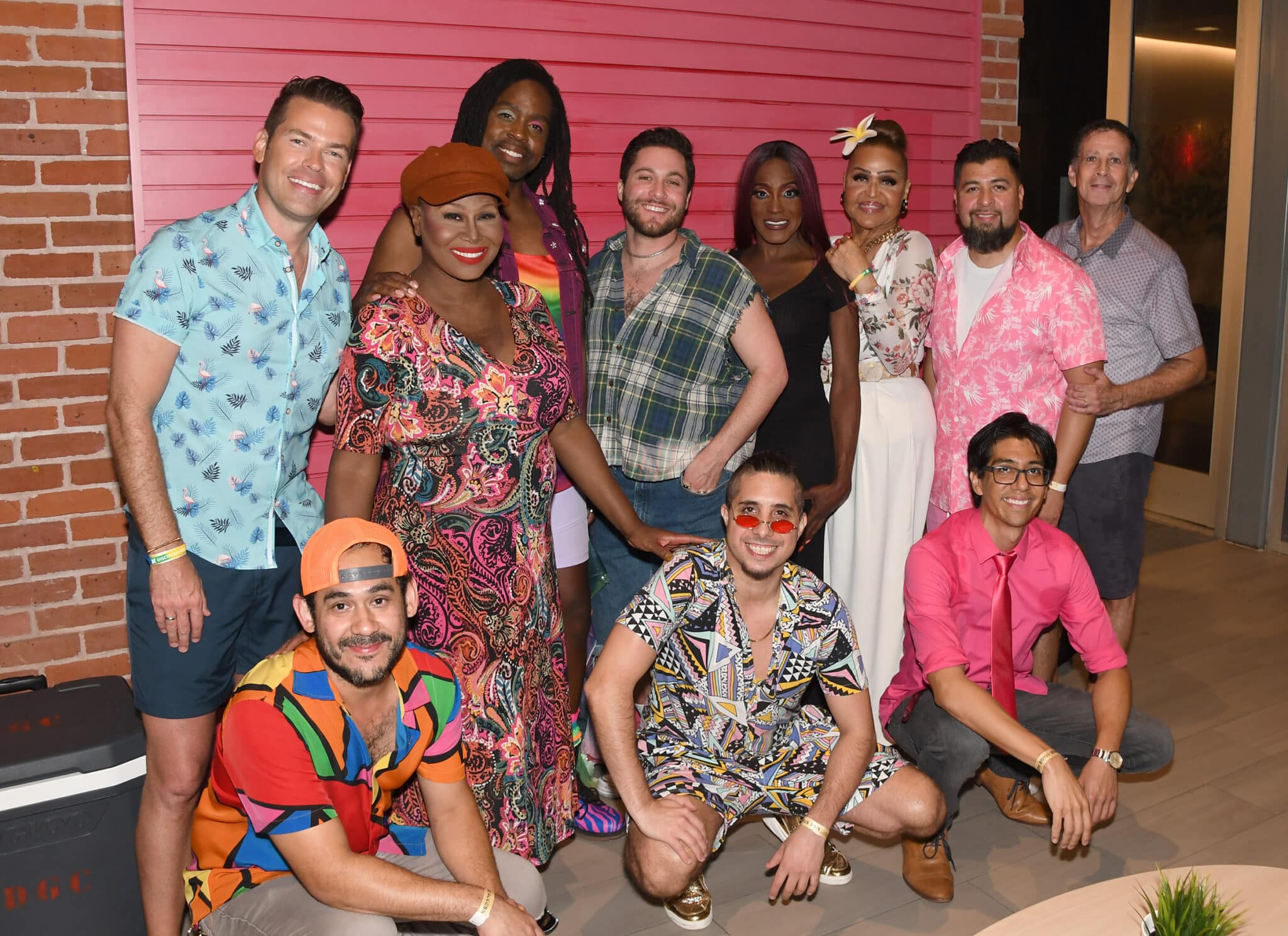 Performers at Rainbow on the Green, 2023 pose in the green room after the event was rained out. Photo by Dalton DeHart and Crew.