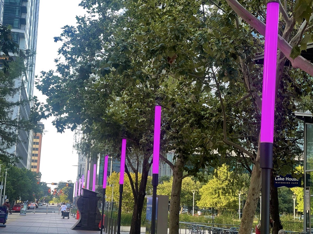 The lights at Discovery Green will be pink for the opening of the Barbie movie