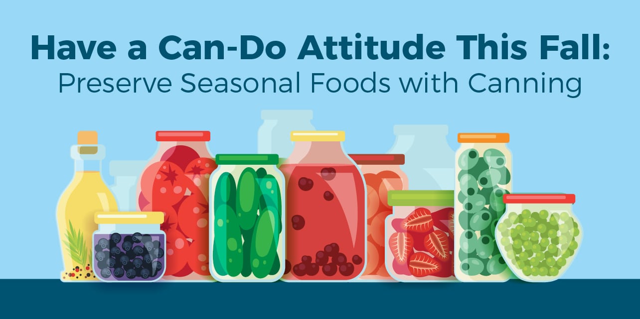 Different canned foods sitting on a shelf, "Have a Can-Do Attitude This Fall"