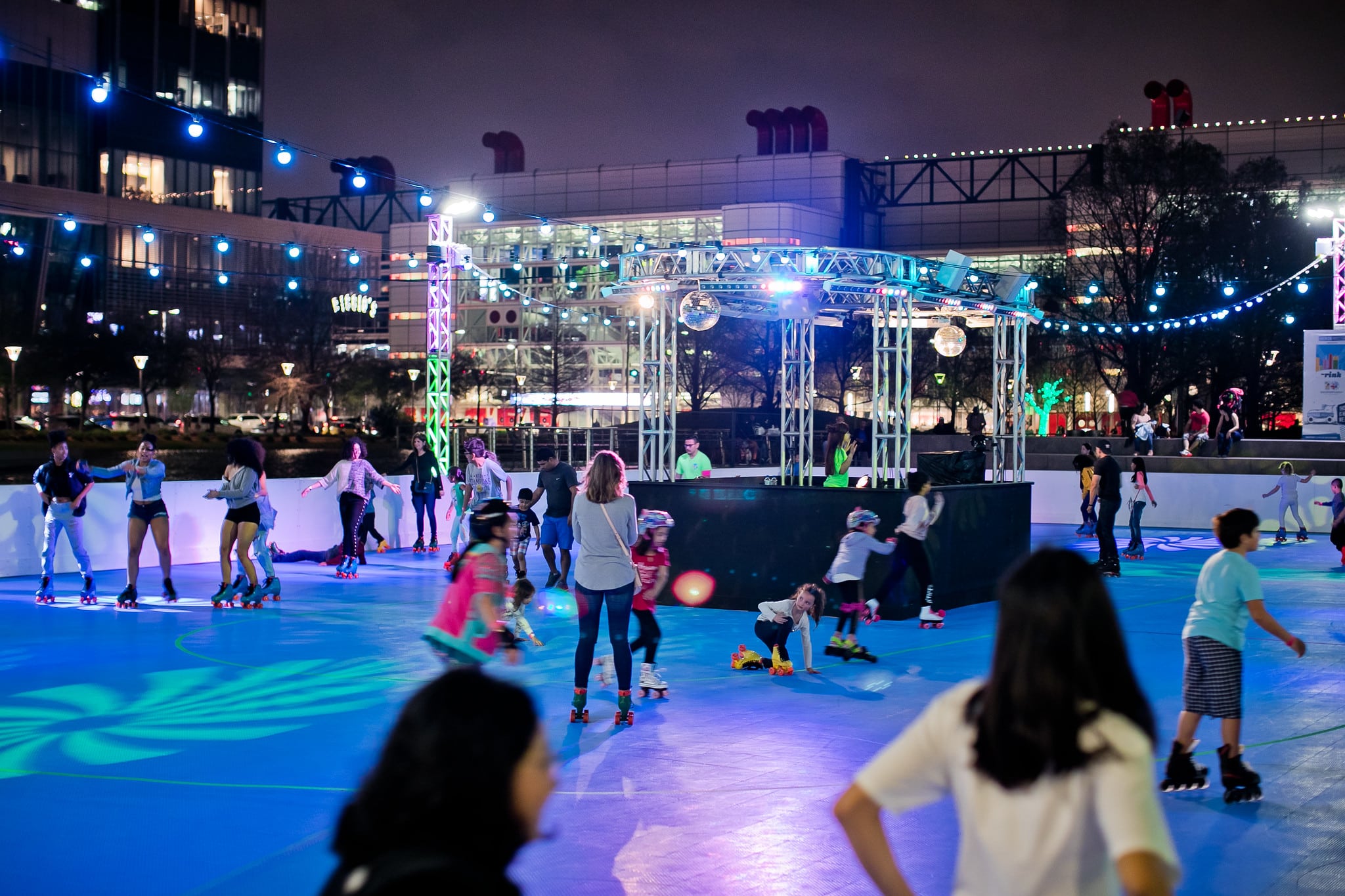 The Rink: Rolling at Discovery Green opening night in Downtown Houston on February 9, 2024