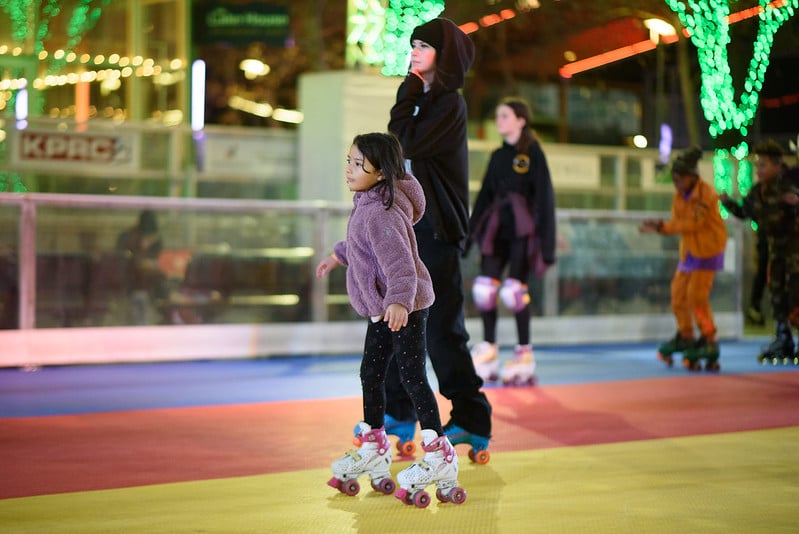 Roller Rink at Discovery Green in Downtown Houston, Tx